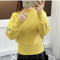 [특가할인] 꽃자수 반폴라 니트(8color)