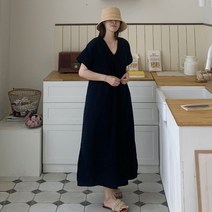 애플망고샵 여름 오버핏 1332앞주름 롱원피스 반팔 롱원피스