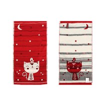 일러스트 주방 수건 핸드 타올 ﻿(27 x 46 cm), 아기고양이 (레드), 1개