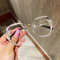 권정열안경 시저플립 럭셔리 디자인 빈티지 무테 라인석 선글라스 여성 및 남성용 패션 그라디언트 렌즈 여성용 음영