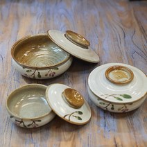 야생화 핸드메이드 도자기 뚜껑그릇 반찬그릇 간식그릇, 중, 1개