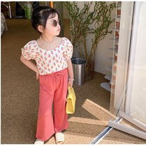 [당일발송] 주니유니 아동 핑크파인바지세트 국내배송 아동여름상하복 여아여름옷 바캉스룩