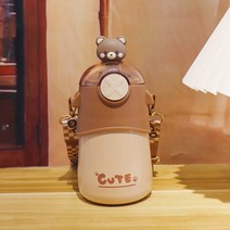 보온 죽통 스테인리스 물통 보냉병 물병 대용량 대형 커피 진공 플라스크 만화 절연 컵 휴대용 어린이 학교 텀블러 소녀 귀여운 크리 에이 티브 카와이 밀짚 보온병, [01] without sticker, [03] Coffee