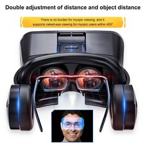 VR 가상현실 스마트 폰용 3D VR 헤드셋 가상 현실 안경 헬멧 컨트롤러가 있는 전화 렌즈 헤드폰 3.5-6 인, 한개옵션1, 한개옵션0