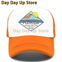 서핑모자 서프모자 서핑버킷햇 서프버킷햇 바캉스모자 서핑캡 florida trucker cap hat miami seaside beach mesh cap 휴가 sea 26, 주황색, 아이 52to55cm 머리