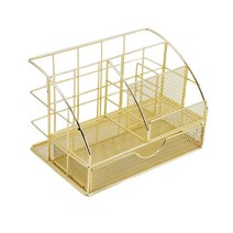 Mesh Desktop Organizer Sorter 케이블 관리 문구 주얼리 화장품, 로컬골드