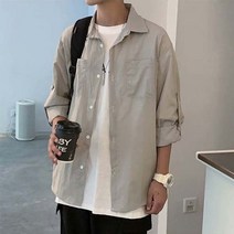 이지핏 남자 바스락원단 내추럴 레이어드 레터링 롤업 셔츠 남자상의 남성상의 남자남방 남성남방 스트라이프남방 체크남방 롱셔츠 롱남방 캐주얼남방 캐주얼셔츠 아우터겸용셔츠 면남방 기본남방 기본셔츠 린넨셔츠 린넨남장