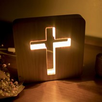 하이퍼 원목 LED 십자가 무드등 교회 천주교 기독교 선물, 소형 (150 x 150 mm)on/off스위치