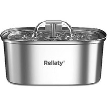Rellaty 고양이 강아지 분수 스테인레스 스틸 3.2L / 108oz 애완 동물 물 그릇, 애완 동물 분수 + 1PC 필터 + 1PC 스폰지