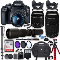 Canon EOS Rebel T7 DSLR 카메라1855mm is II 렌즈 번들 EF 75300mm f45.6 III 및 500mm 프리셋 32GB 메모리 필터 모노포드 전문가용, (New Model) Rebel T7 w/ 500 mm