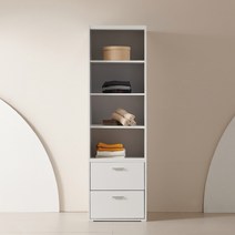 동서가구 이즈 데이브 1200 긴옷행거 슬라이딩 옷장, 06_600 선반 서랍 수납장 IFO136, 화이트