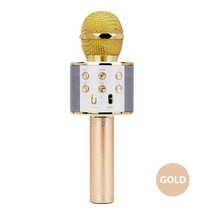 무선마이크 노래방 WS858 휴대 전화 마이크 무선 블루투스 호환 휴대용 스피커 800mah KTV 플레이어, 황금, 02 황금