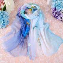DFMEI.실크 스카프.Silk scarf.봄여름 스카프 여교치 스카프 롱 래쉬가드 비치타월 얇은 양생화 모란 스카프
