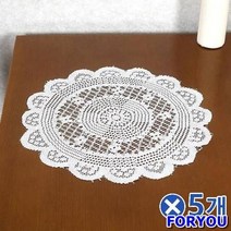 ForU765 홈카페 원형 레이스 테이블러너 5P 세트 식탁러너 5개 카페테이블, 상세페이지 참조