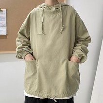 남여공용 루즈핏 캐주얼 후드 아노락 티셔츠 W047