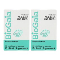 바이오가이아 구강유산균 프로덴티스 포 검스 앤 티스 민트맛 로젠지, 2통, 60정