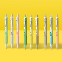 심플 파스텔 볼펜 필기 노크 펜 사각바디 검정심 9종 0.38mm 0.5mm 0.7mm, 딸기라떼(0.38mm)
