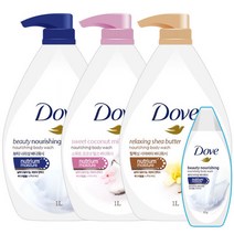 도브 바디워시 1Lx3개 뷰티너리싱 향선택 {있소세트}, 3개+미니도브, 1L