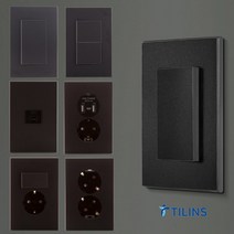 틸인스 Ti2 다크블랙 전기 스위치 매립 콘센트 커버 교체 방 벽 인테리어 USB 방우형, 30.Ti2다크블랙_8P+CATV 2방