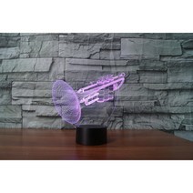 악기모양 3D 입체 아크릴 테이블 조명 기타 무드등 합주실 음악 연습실 꾸미기 소품 야간 음표 드럼 피아노 침대 옆 램프 터치 스위치, S.트럼펫-198x205mm
