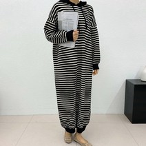 (블랙 바로배송) 563 스트라이프 후드원피스/ 도톰하고 부드러운 니트롱원피스/ ~77