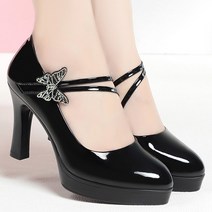 후아나야 여자여름샌들 스트랩 샌들힐 모던 버클 가보시킬힐 구두 7cm