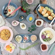 도자기 그릇 굽찬기 팔각컵 원형볼 손잡이앞접시 받침 / 예쁜 플레이트 팔각접시, 베이지
