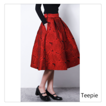 티피/Teepie 입체 자수 볼륨 스커트 추동 A라인 미디스커트