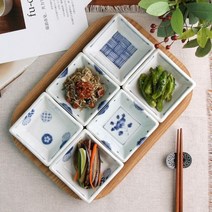 오반자이 도자기 사각 종지 3종 반찬그릇 반찬기 소스볼, 사각종지-체스