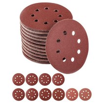 샌딩 페이퍼 5인치 8홀 10가지종류 10장씩 총 100장 125mm 원형사포, 한박스