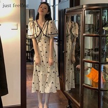 just feel!ng 여성용 뽀글이 브이넥 플라워 롱 원피스 A라인 롱스커트 하객원피스 여성원피스 여름원피스 빅사이즈원피스