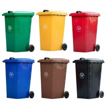 대형 수거함 240L 분리수거 업소용 아파트 이동식, 240L 아연 도금 일반 소형 휠(커버 녹색 화물 수집