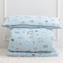 시은데코 타요이불 스타 먼지없는 키즈이불 패드세트 (차렵이불+슈퍼싱글패드+베개커버+솜), 블루