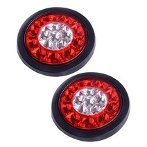 카고트레일러 캠핑 미니 카고트레일러 2Pcs 12V 라운드 레드 amp 화이트 16 LED 테일 스톱 브레이크 턴 신, 한개옵션0