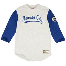 Mitchell & Ness Extra Out 빈티지 헨리 7부 소매 티셔츠 MLB 남성 스로우백 캔자스 시티 로열스. Small 4431476509