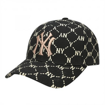 [국내매장판]MLB모자 다이아 모노그램 커브조절캡 NY BLACK 블랙 32CPFH111-50L