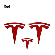 사이드월 라운지쉘터 레이어닝 카라반3pcs Car Front Rear Emblem Sticker Black for Tesla Model 3 Y Aut, 06 Model Y Red  3pcs
