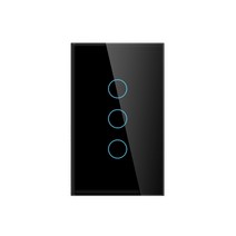 스마트 Tuya-스마트 라이프 와이파이 벽 터치 라이트 스위치 중립 와이어 없음 433 Mhz RF 2 웨이 220V 110V 미국 알렉사 구글 홈 지원, [06] Black-3Gang, [02] With Neutral Wire