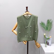 (가을 무배)진주 찡 니트 브이넥베스트 2컬러