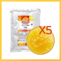 앤드로스 망고 리플잼 1kg 대용량 잼 / 마카롱 크로와상 크로플 베이킹 요거트 아이스크림 토핑 잼 에이드 스무디 카페 음료 베이스, 5개