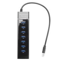 7포트 USB 3.0 허브 데이터 분배기 (긴 케이블 포함) 38 인치 노트북 PC MacBook Mac Pro Surface 용, 한개옵션0