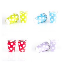 색종이컵 튼튼한 자판기용 일반 컬러 칼라 종이컵 도트컵(6개입) 홈파티, 블루