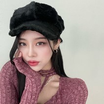 VANANA2 여성 겨울 캐주얼 고급 심플 페이크퍼 챙모자