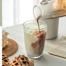 아인슈페너잔 플리츠 유리컵 아이스라떼잔 카페 유리컵, 커브 032 470ml
