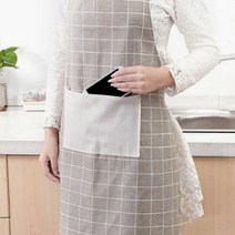 헨리남 여성 린넨앞치마, 그레이
