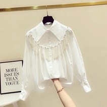 유명연예인 흰색블라우스 여성 면접 오피스 졸업 증명 사진 룩 드롭 장식