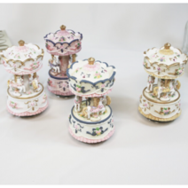 놀이동산 회전목마 오르골 인테리어 엔틱 소품, 핑크