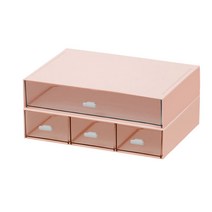 라라하우스 책상정리 멀티박스 미니서랍 수납정리함, 2단 1칸+3칸, 핑크