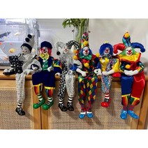 삐에로 광대 인형 핸드메이드 다양한 디자인, 도트 포인트 모자 광대 (38cm)
