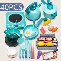 주방용품 살균기 멸균기 소독기 수저 칼 음식 조각이있는 밥솥 주방 놀이 요리사 가전 조기 학습 유치원 요리 위한 선물, 하늘빛 b 40pcs